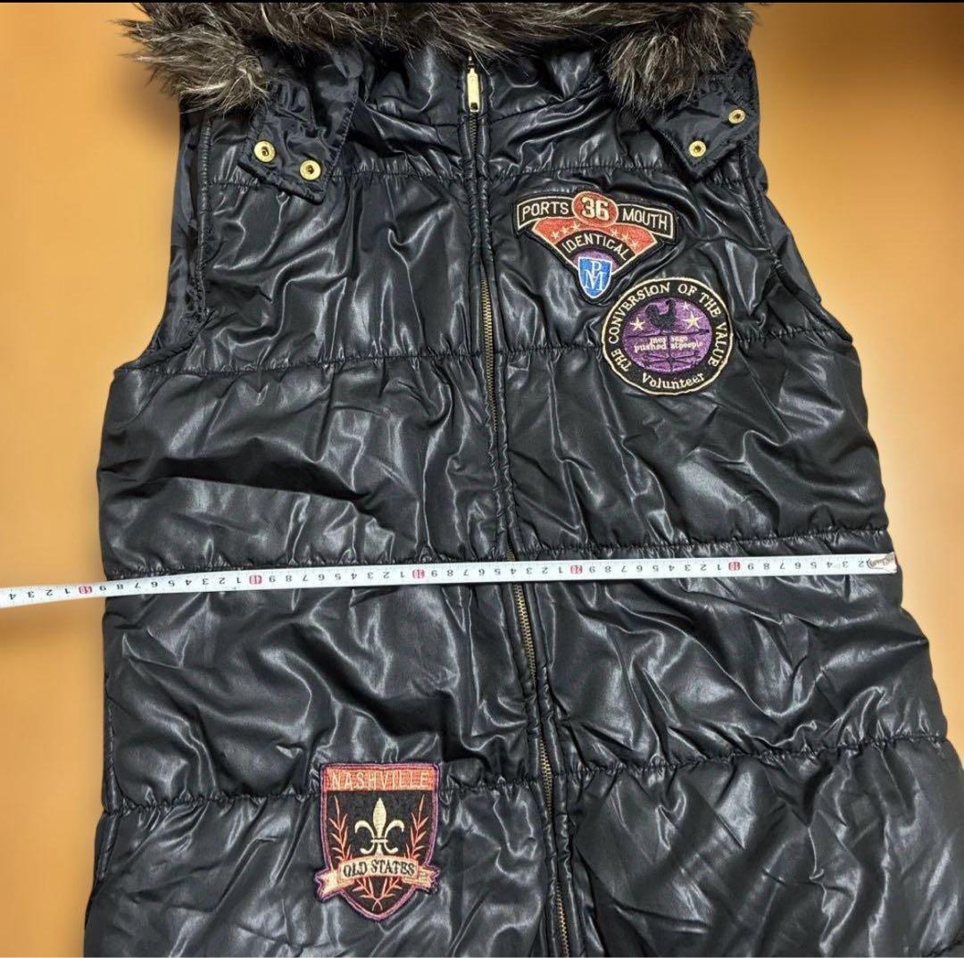 y2k ファーダウンベスト　黒　グランジ　平成　ギャル男　お兄系