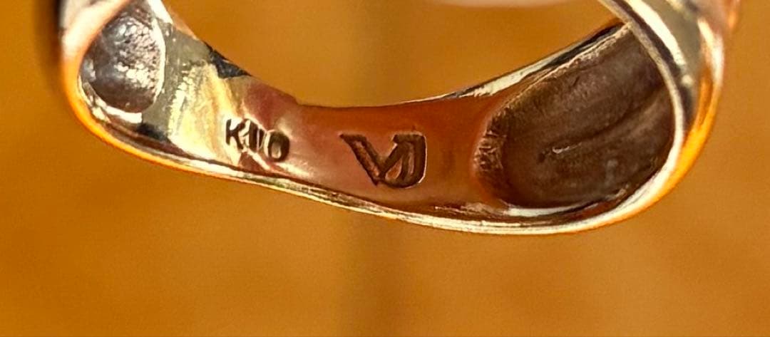 ハート型チャーム付きピンキーリング K10アクアマリン