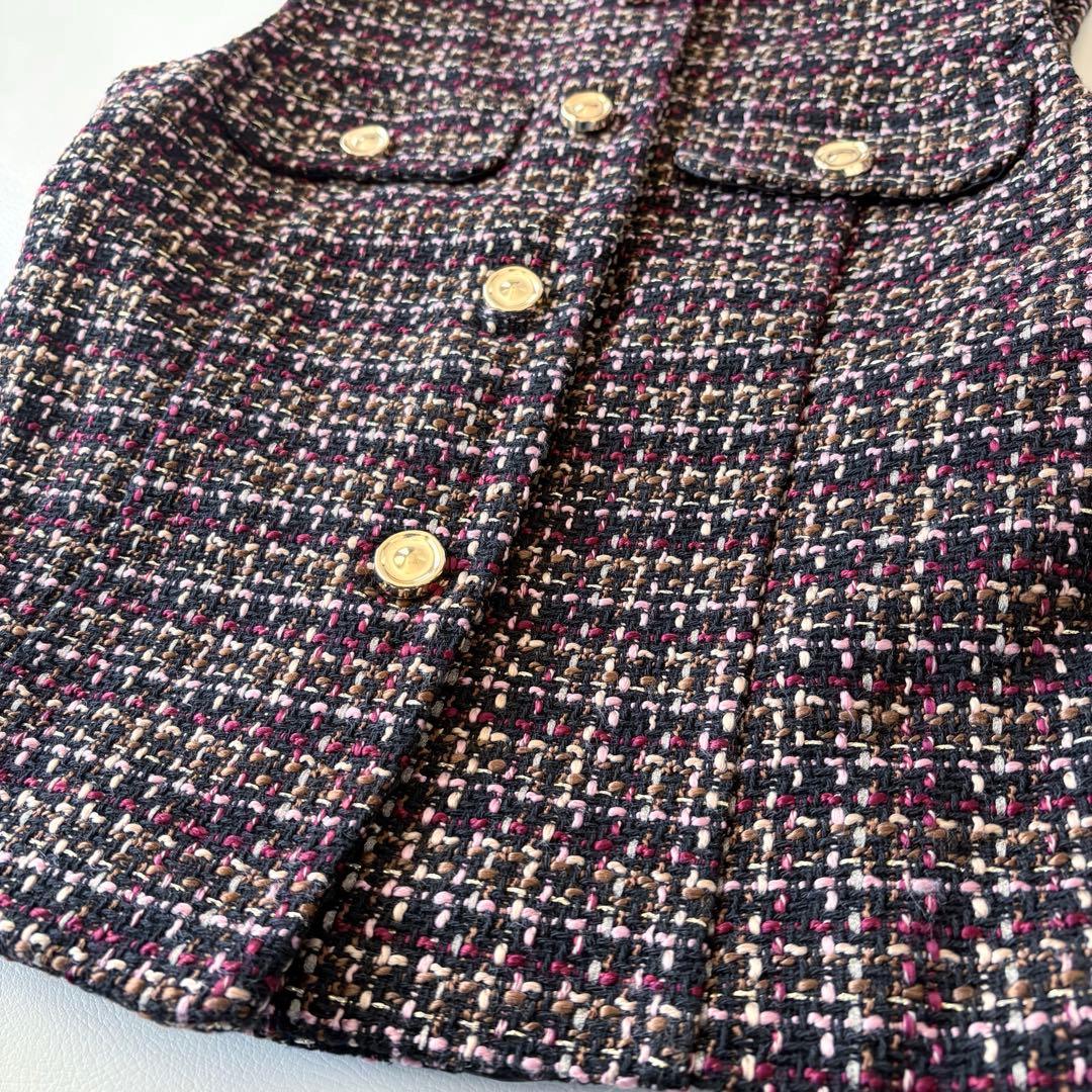 ■美品【完売品】ZARA ザラベルト付きテクスチャーベストツイードベスト　ジレM