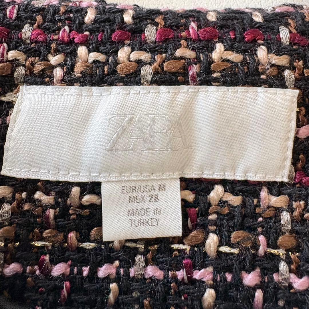 ■美品【完売品】ZARA ザラベルト付きテクスチャーベストツイードベスト　ジレM