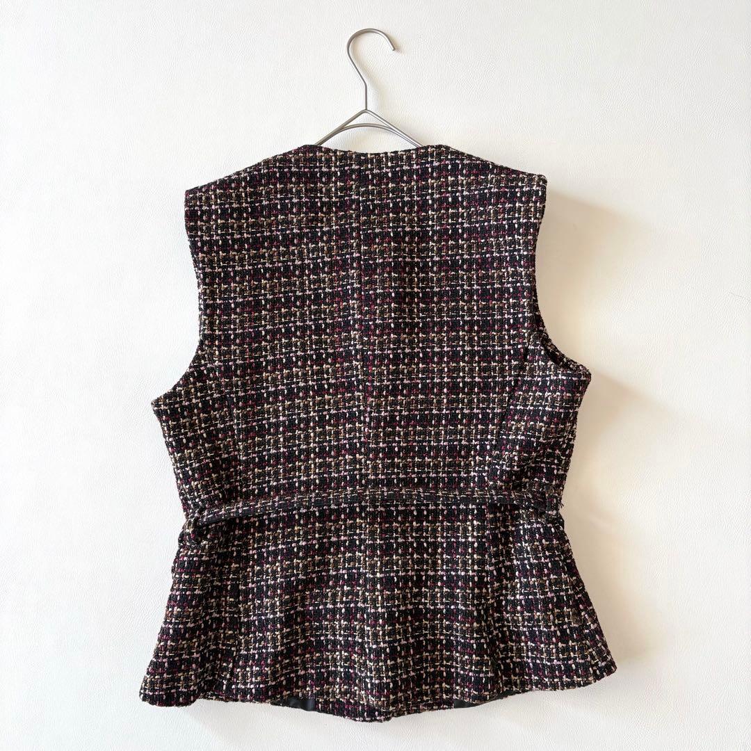 ■美品【完売品】ZARA ザラベルト付きテクスチャーベストツイードベスト　ジレM