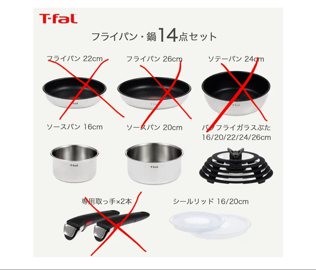 t-fal ステンレス鍋　ソースパン・蓋・シールリッド　3点セット（20cm）