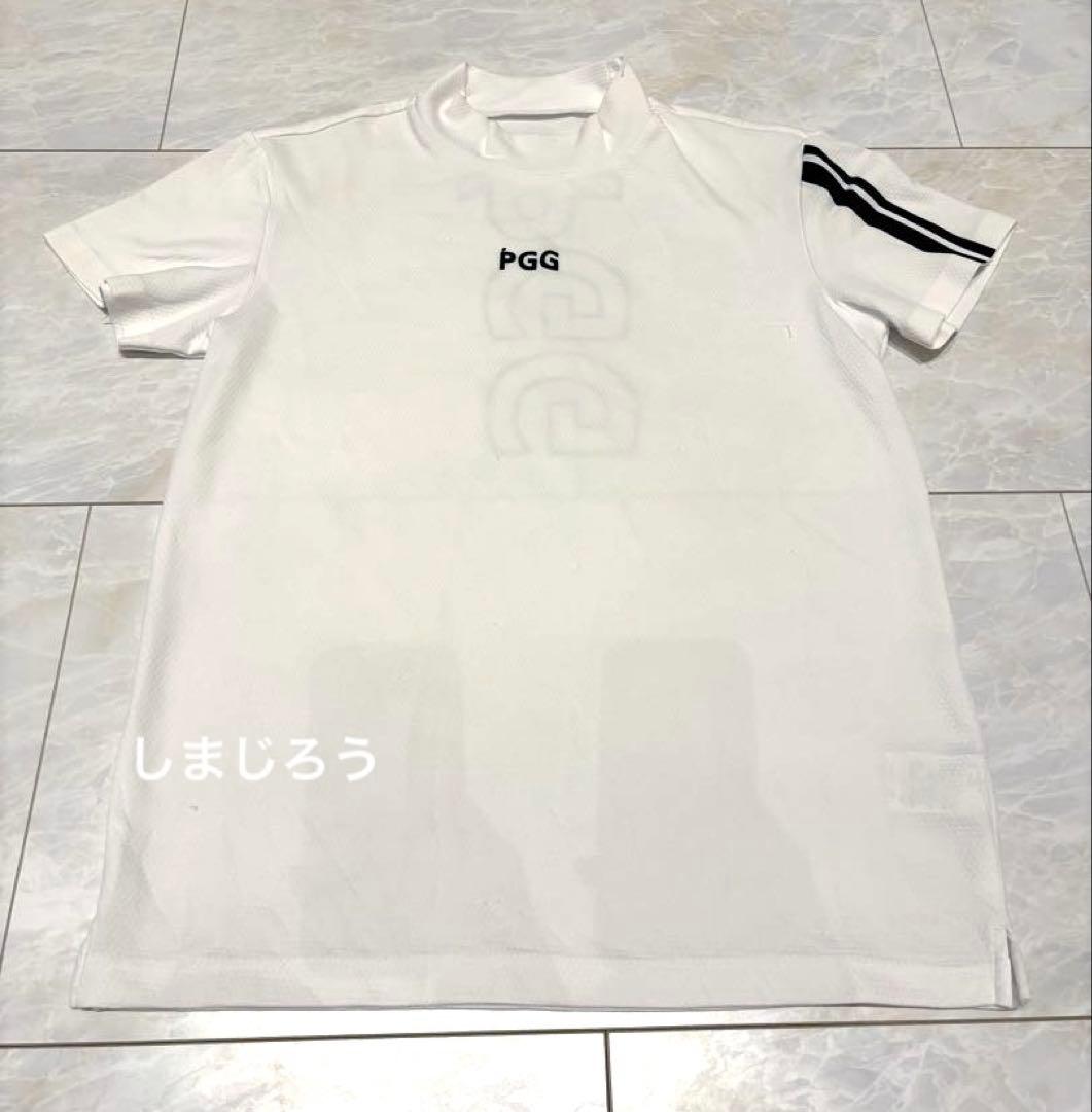 PGG 半袖モックネック　4 PEARLY GATES ホワイト×ネイビー