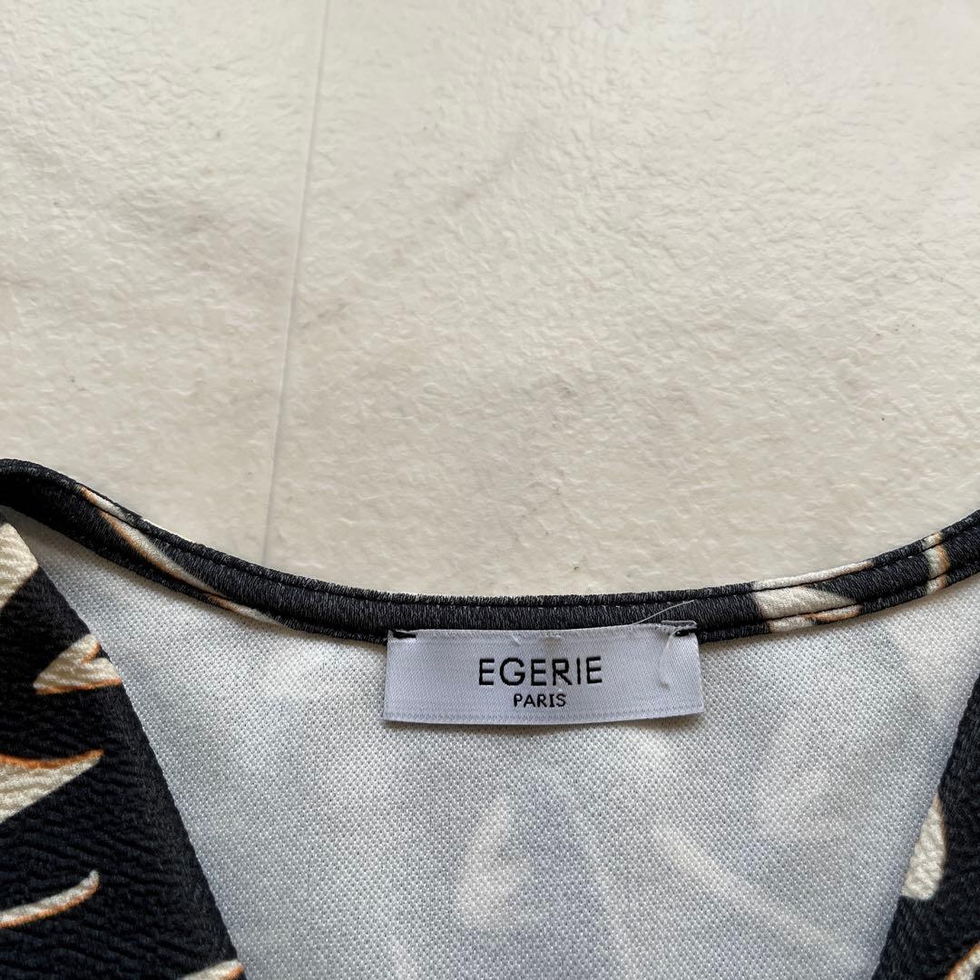 EGERIE エジェリ　総柄フレンチスリーブロングワンピース　洗える　フランス製