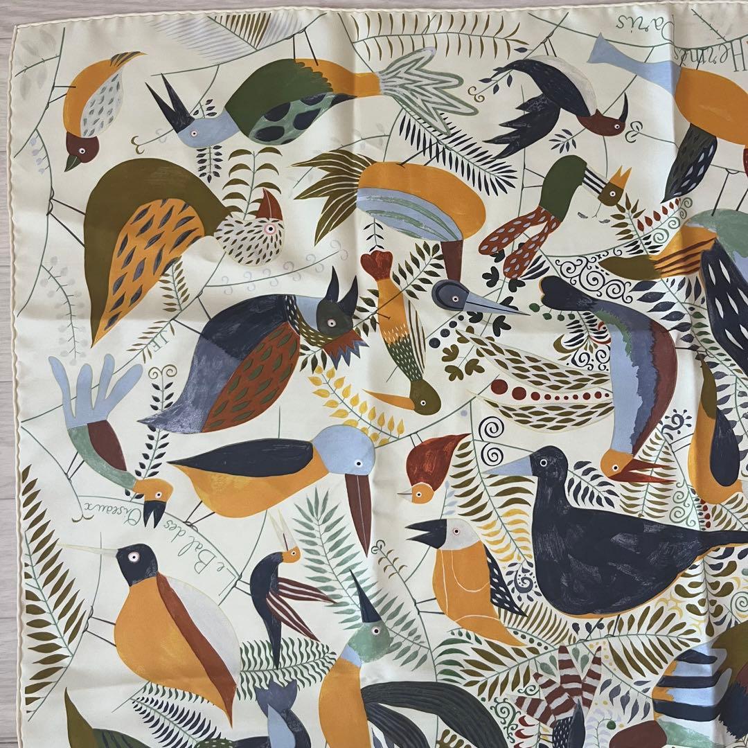 【極美品】HERMES エルメス カレ90 鳥たちの舞踏会 スカーフ 鳥柄 希少
