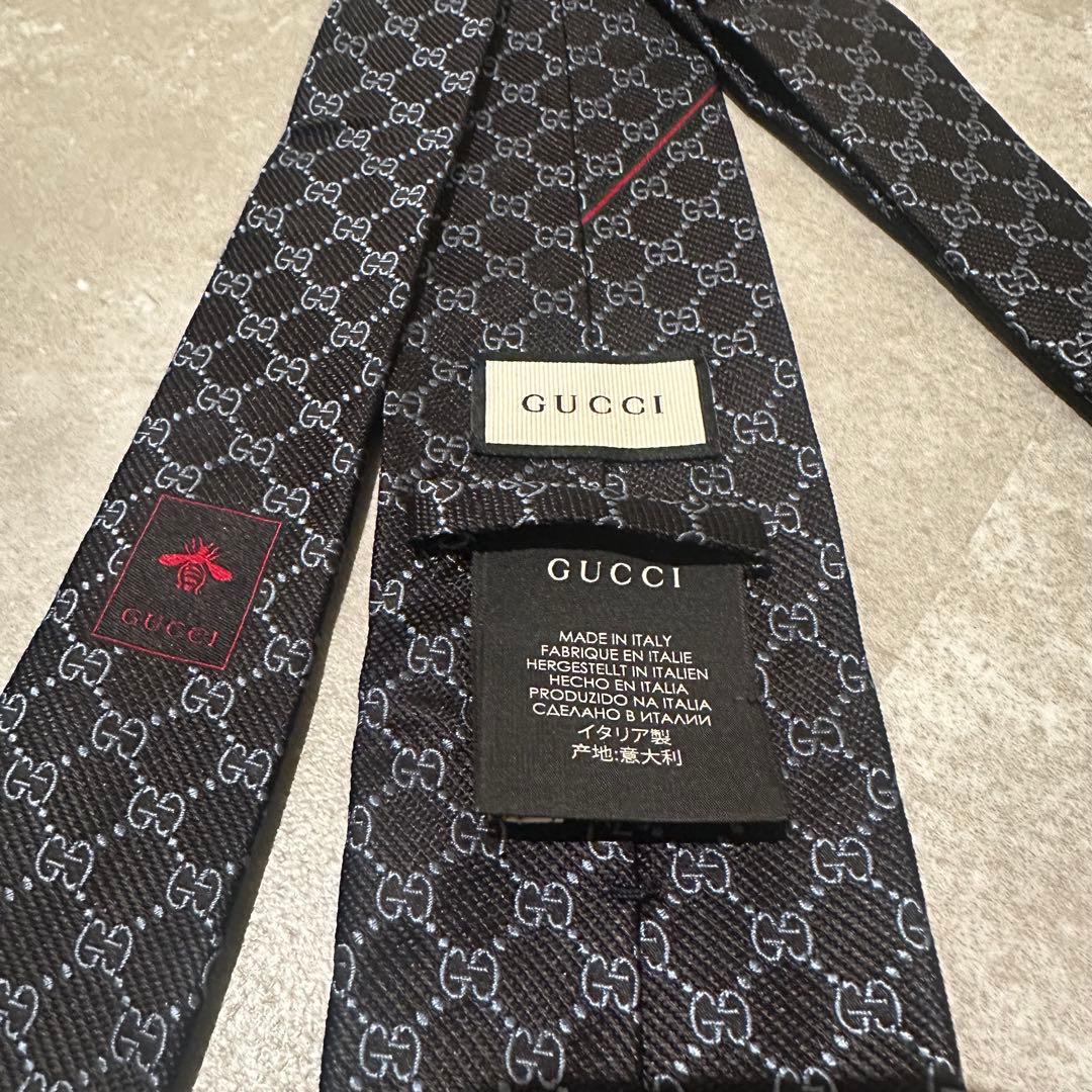 GUCCI GGロゴネクタイ ブラック/ブルー