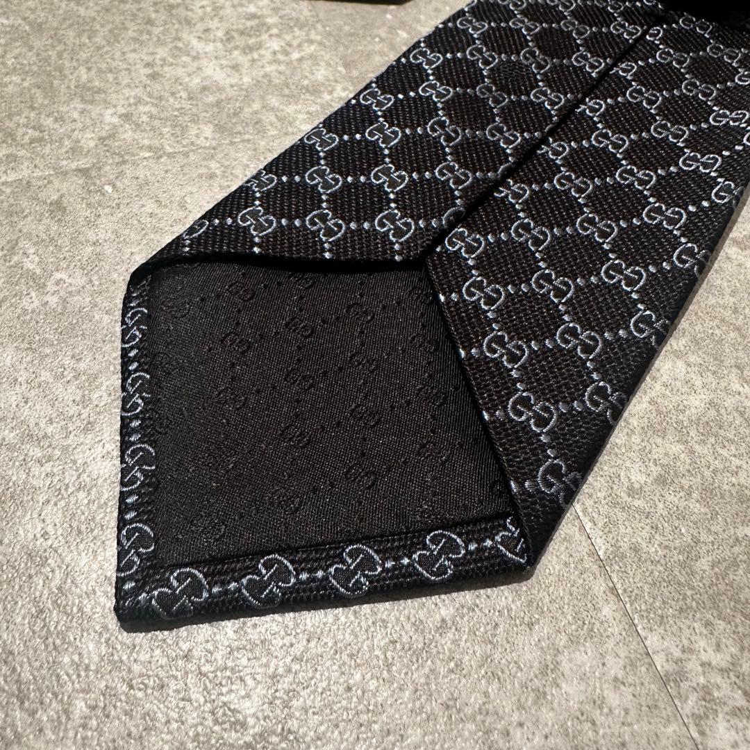 GUCCI GGロゴネクタイ ブラック/ブルー