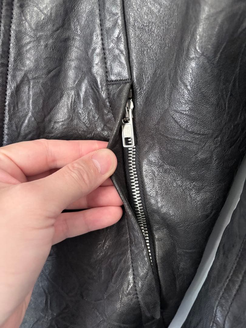 ジャケット・アウター RickOwens highneck geo leather jkt 46