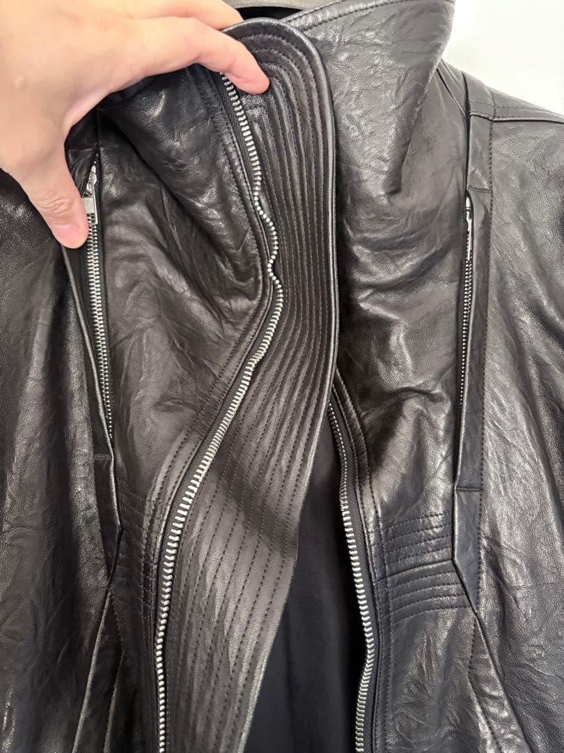ジャケット・アウター RickOwens highneck geo leather jkt 46