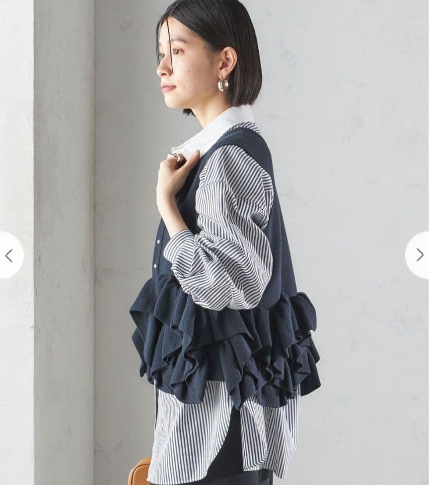♡SHIPS 25SS ペプラムフリル 2WAYベスト ネイビー♡