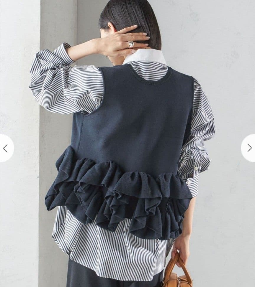 ♡SHIPS 25SS ペプラムフリル 2WAYベスト ネイビー♡