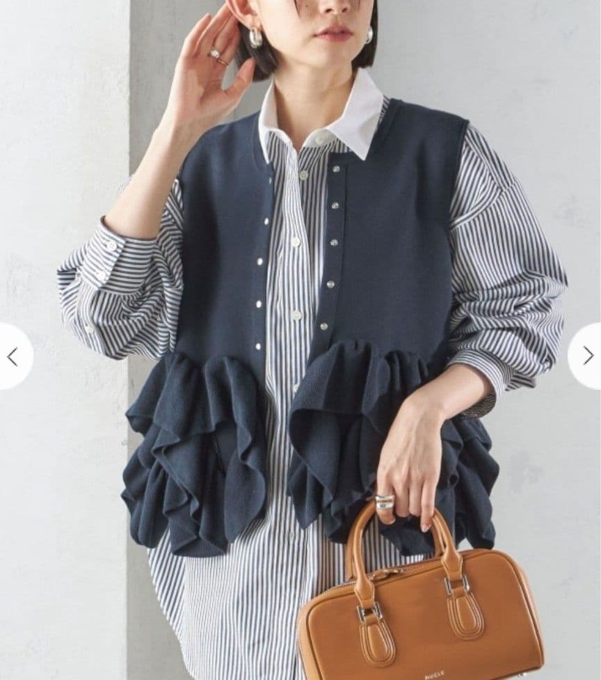 ♡SHIPS 25SS ペプラムフリル 2WAYベスト ネイビー♡