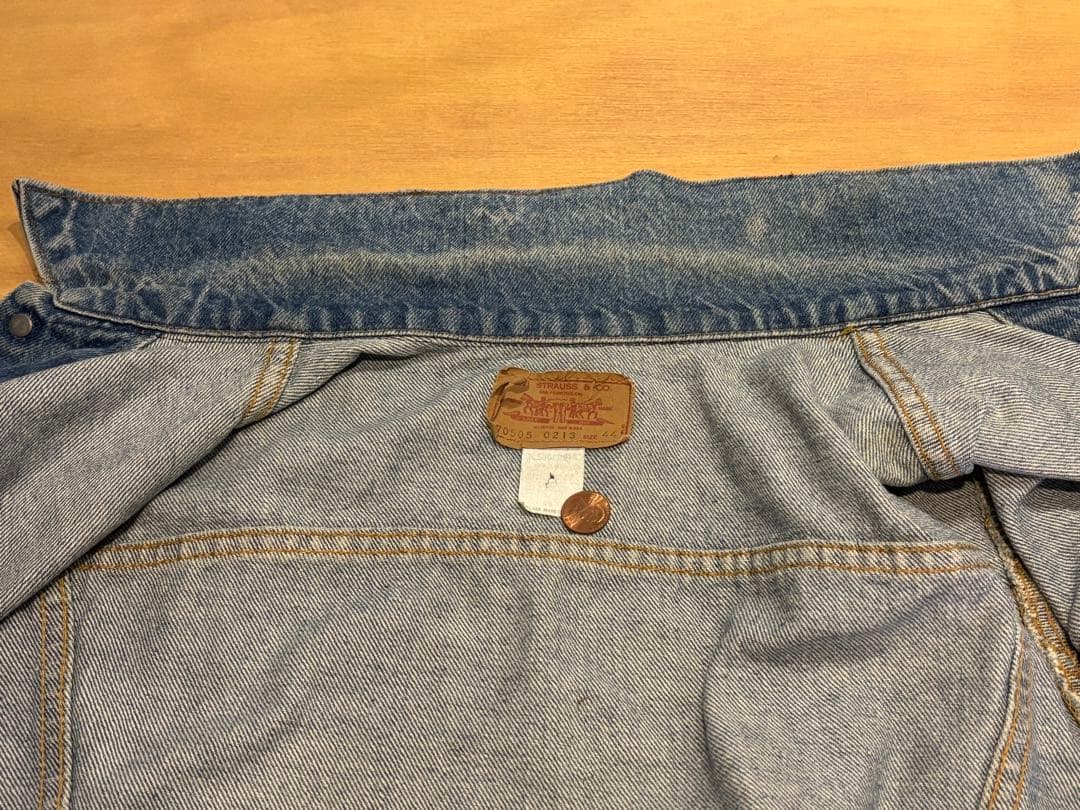 70s Levi's 70505-0213 44 ケアタグ 刻印1 米国製