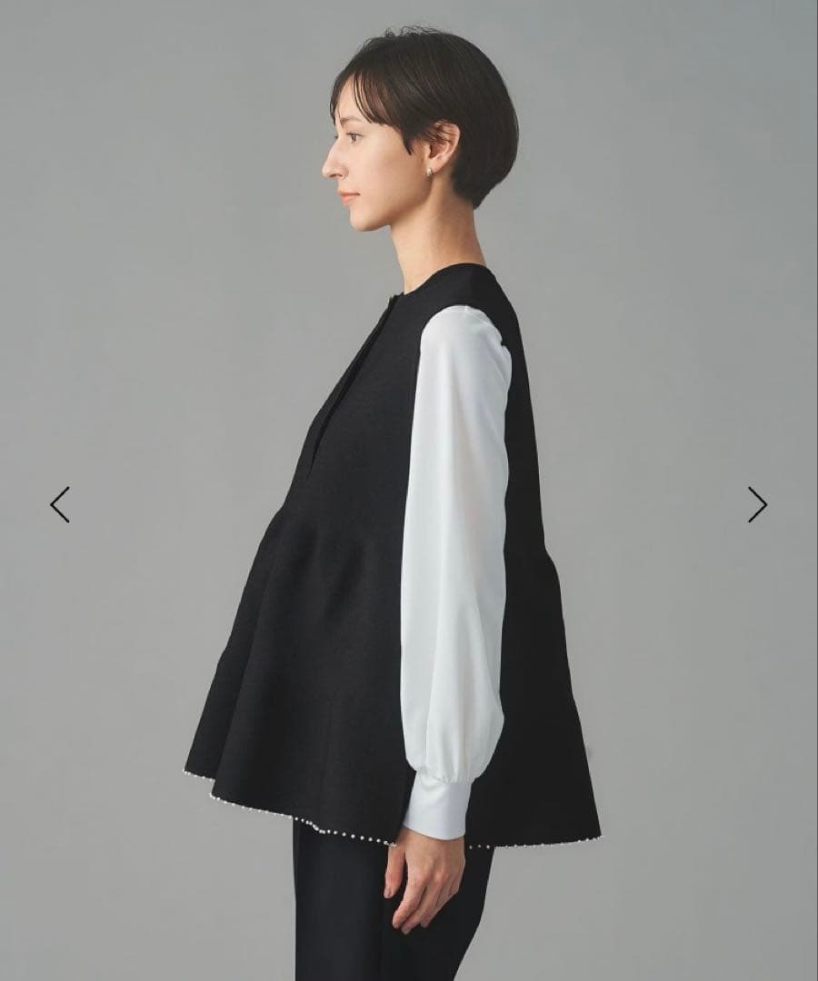 UNITED ARROWS ペプラム ニットベスト ‐ウォッシャブル‐ ネイビー