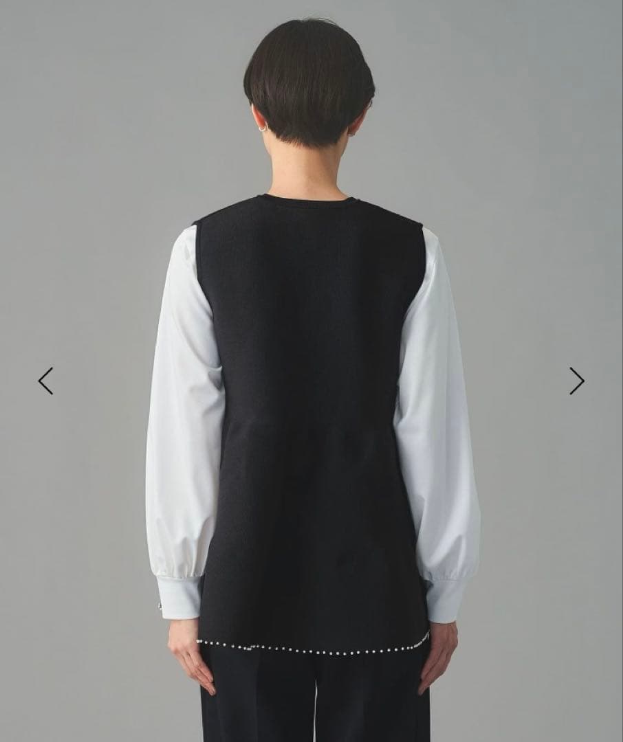 UNITED ARROWS ペプラム ニットベスト ‐ウォッシャブル‐ ネイビー