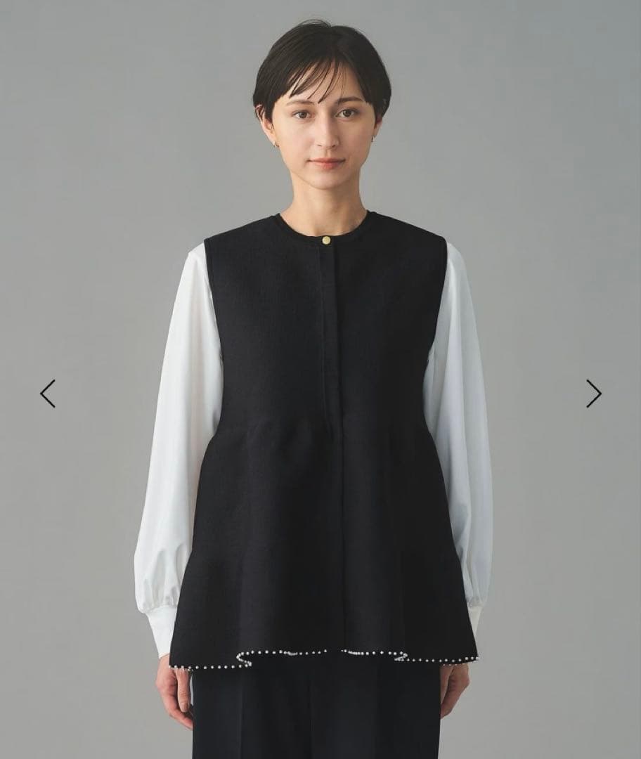 UNITED ARROWS ペプラム ニットベスト ‐ウォッシャブル‐ ネイビー