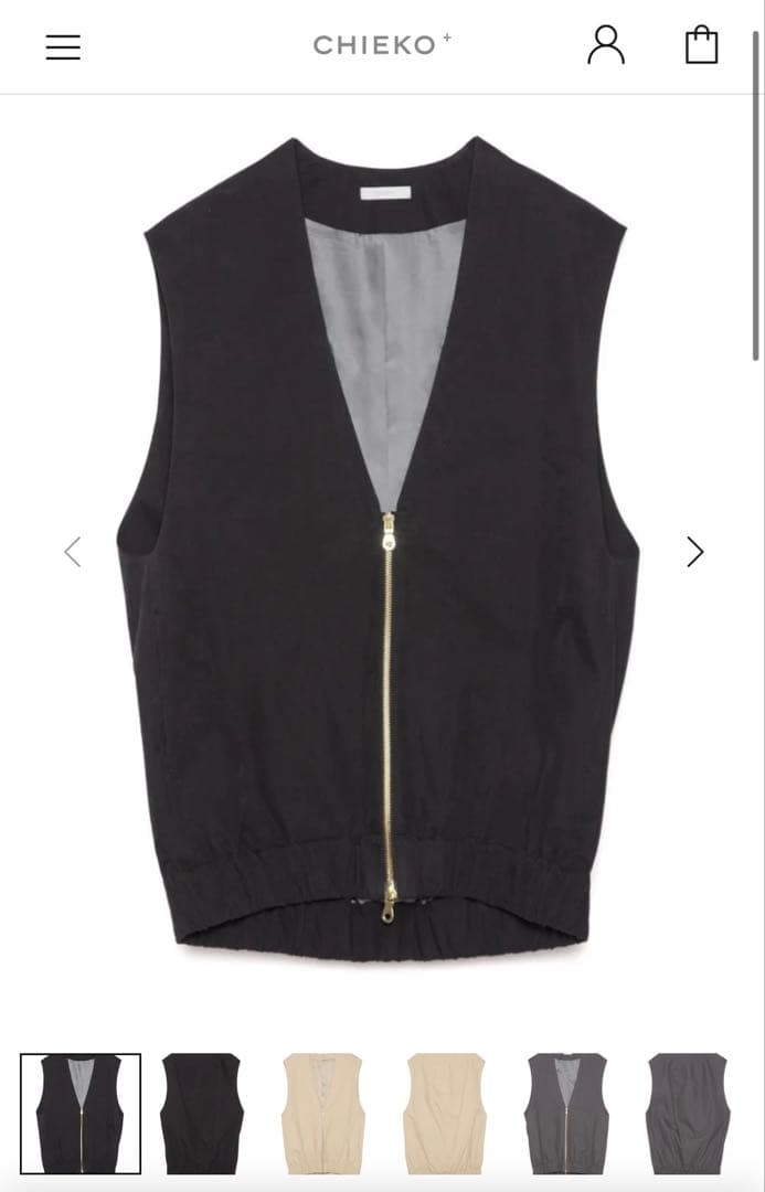 CHIEKO+ round back zip vest ベスト・ジレ