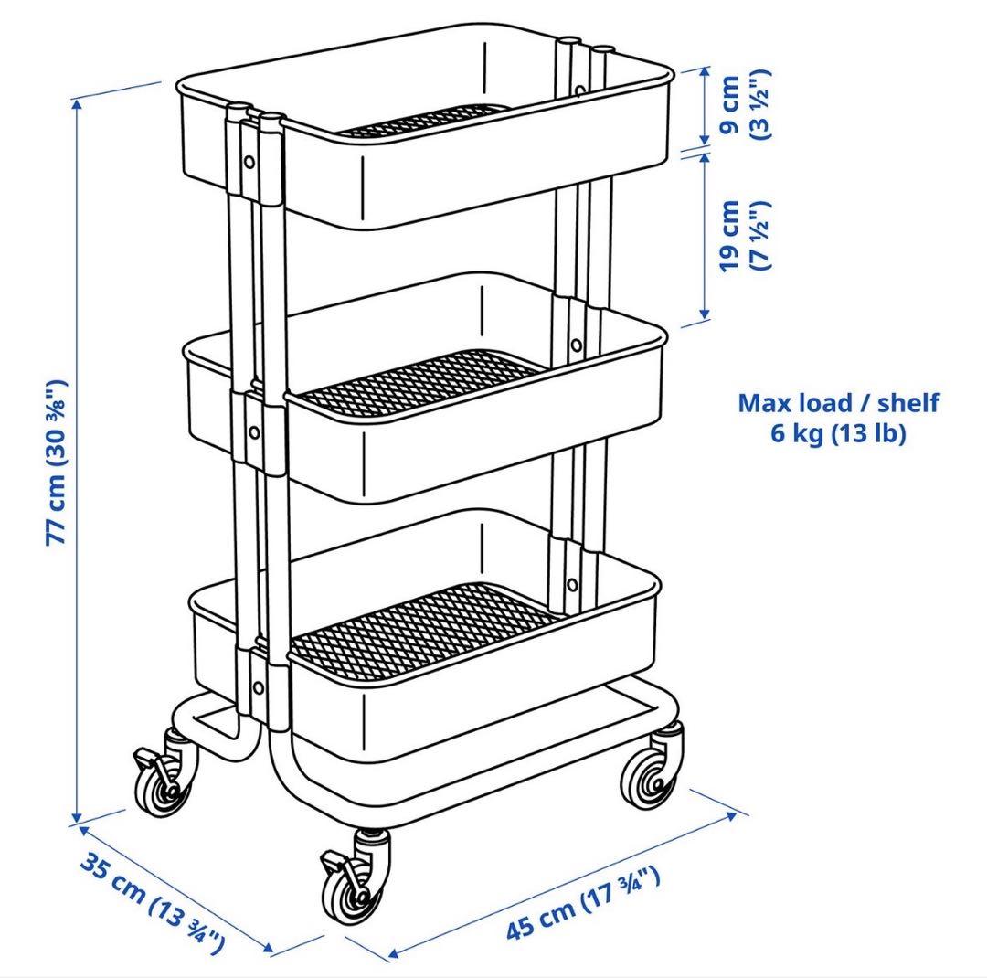 希少♡ 新色【IKEA】 新品未開封 ロースコグ RÅSKOGピンク 3段ワゴン