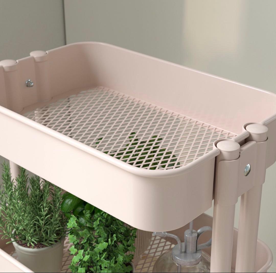 希少♡ 新色【IKEA】 新品未開封 ロースコグ RÅSKOGピンク 3段ワゴン