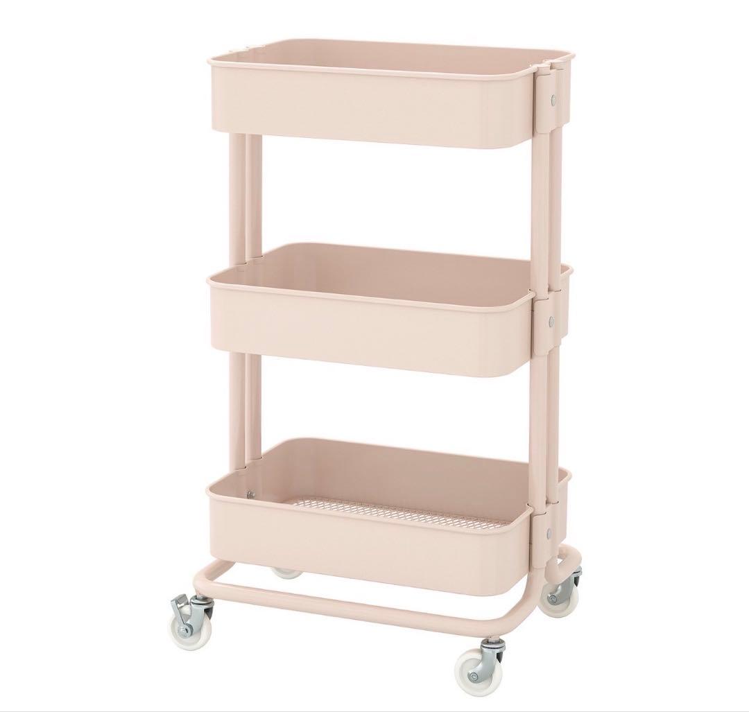 希少♡ 新色【IKEA】 新品未開封 ロースコグ RÅSKOGピンク 3段ワゴン