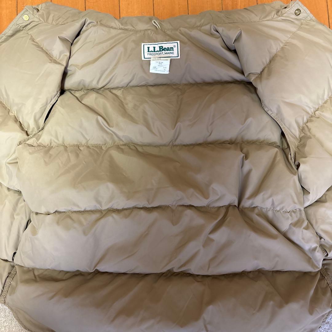 80s L.L.Bean ベージュ ダウンベスト XLサイズ
