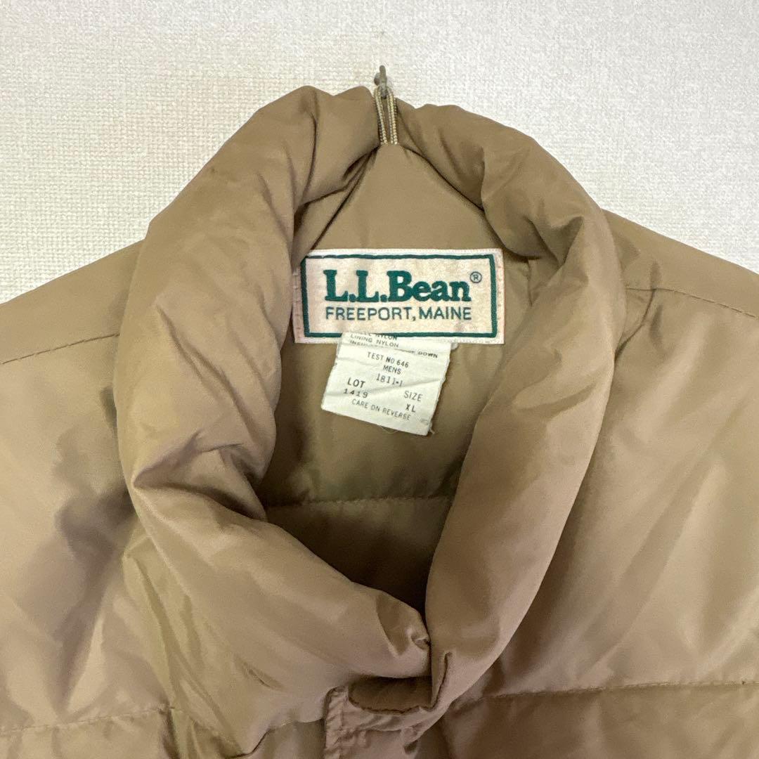 80s L.L.Bean ベージュ ダウンベスト XLサイズ