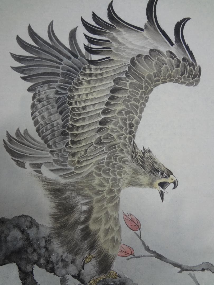 サ*バ様 横山大観 鷹図 鷲図 1920年頃 肉筆水彩画 浮世絵 日本画　紙本著