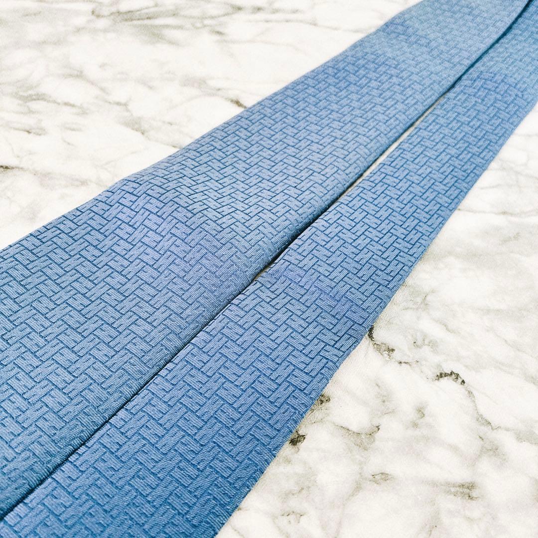 ✨極美品✨HERMES ファソネ　H柄 テクスチャー　ブルー　ネクタイ