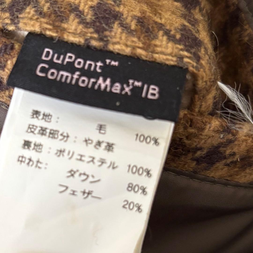 Schott ショット ウールダウンベスト 千鳥格子 レザー切替 S