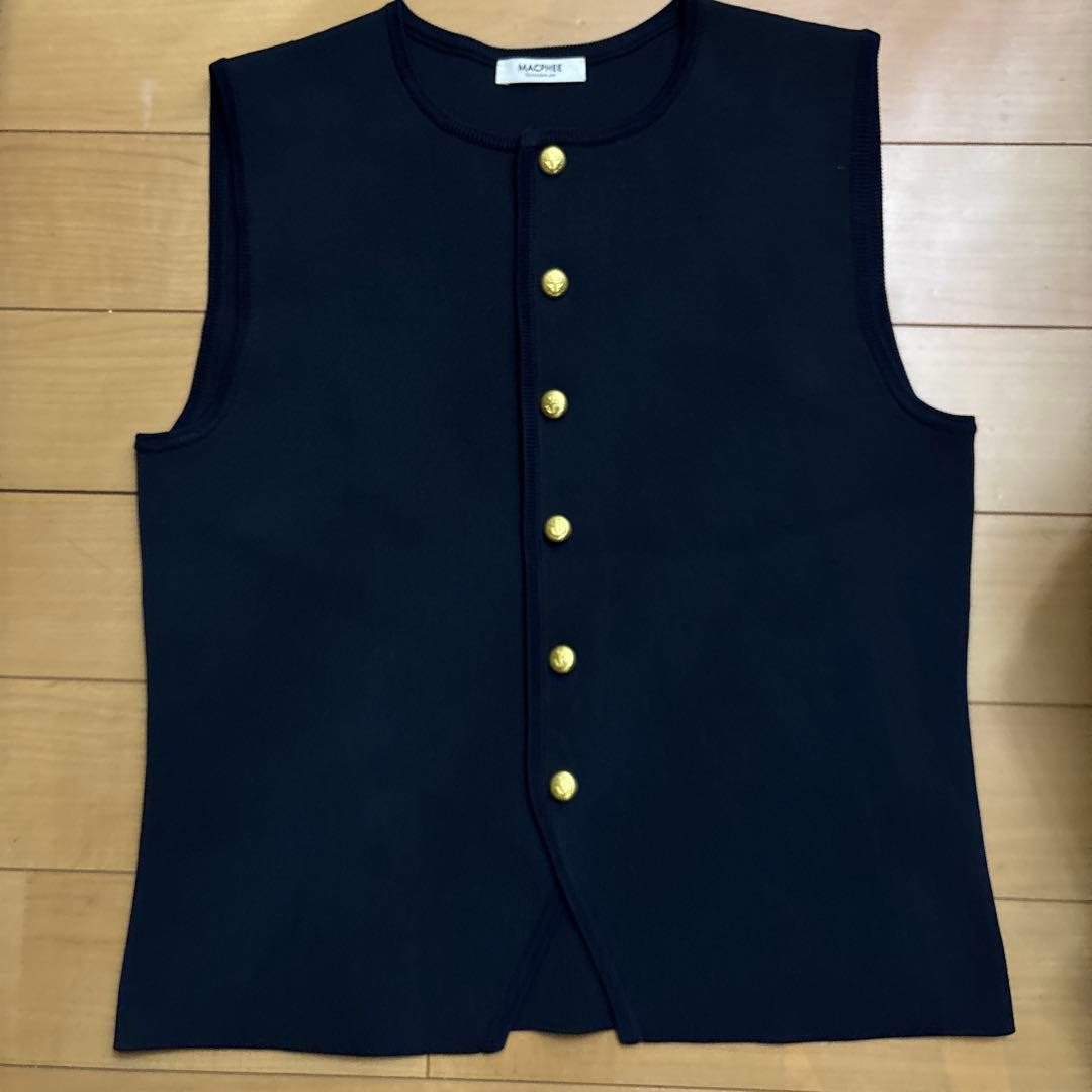 ミラノリブ クルーネックベスト MACPHEE トゥモローランド ベストネイビー