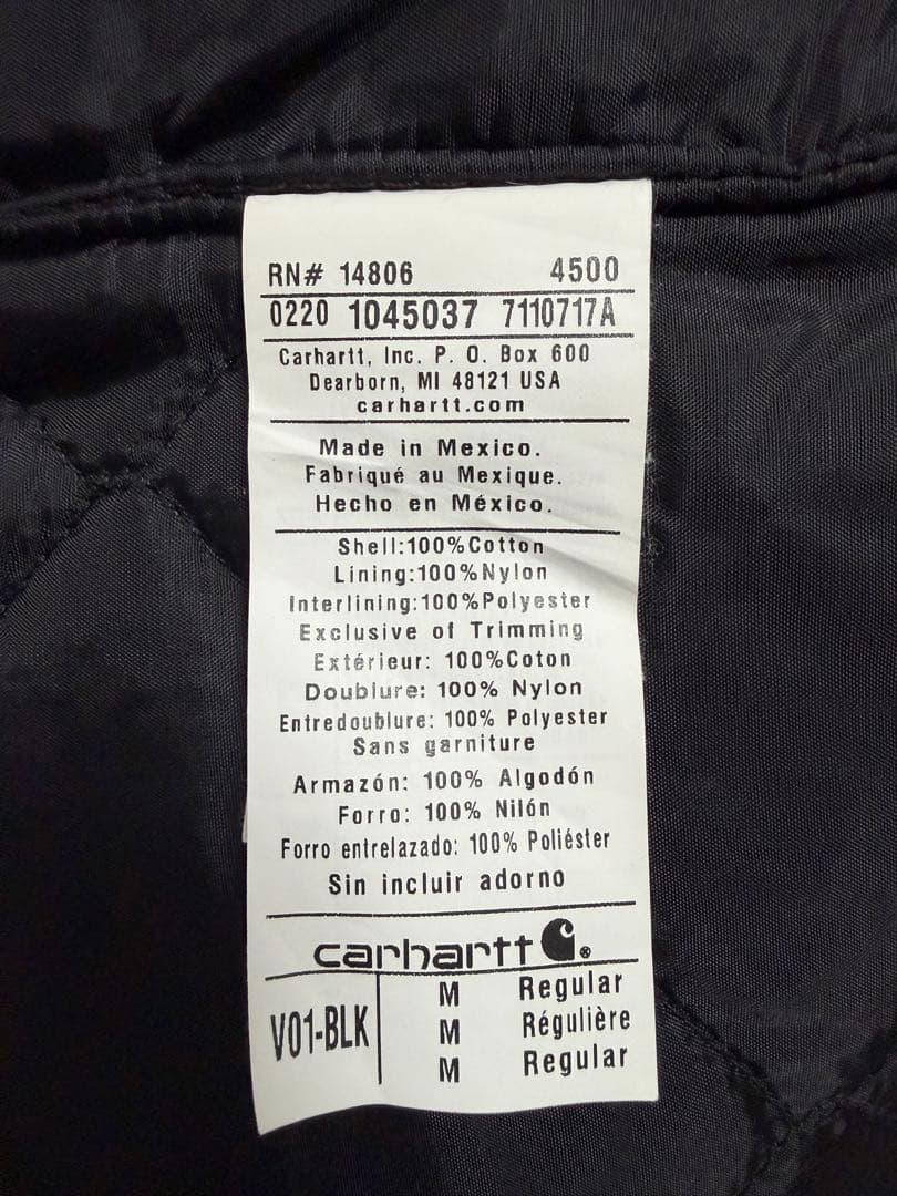 Carhartt キルティングベスト ブラック　M
