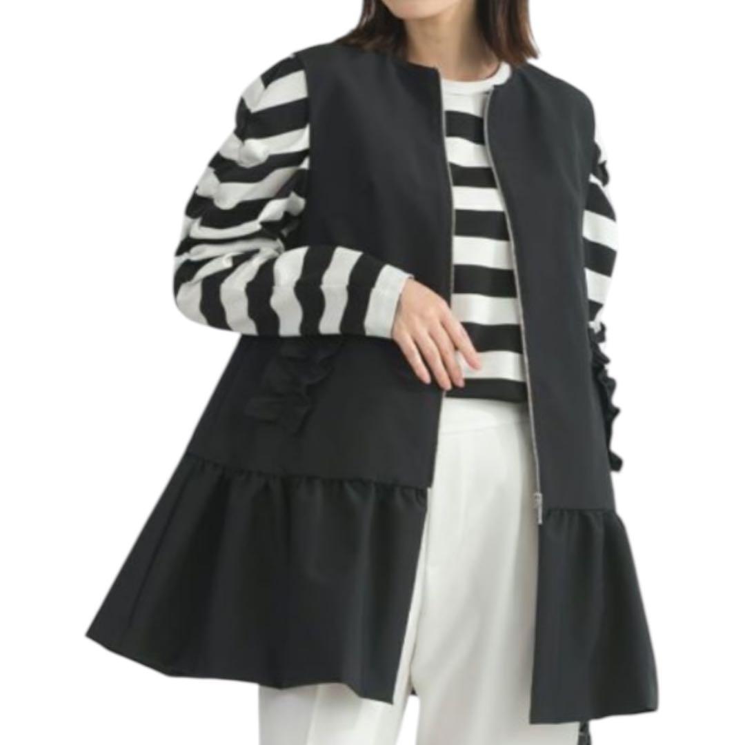 25ss 未使用に近い PICCIN ぺプラム パニエジレ フリルジレ ブラック