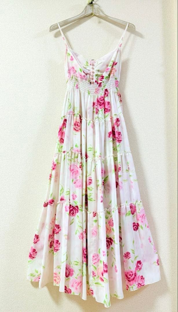 美品　ジーザスディアマンテ　ぼかし薔薇柄カリブマキシワンピース　姫系　姫ギャル