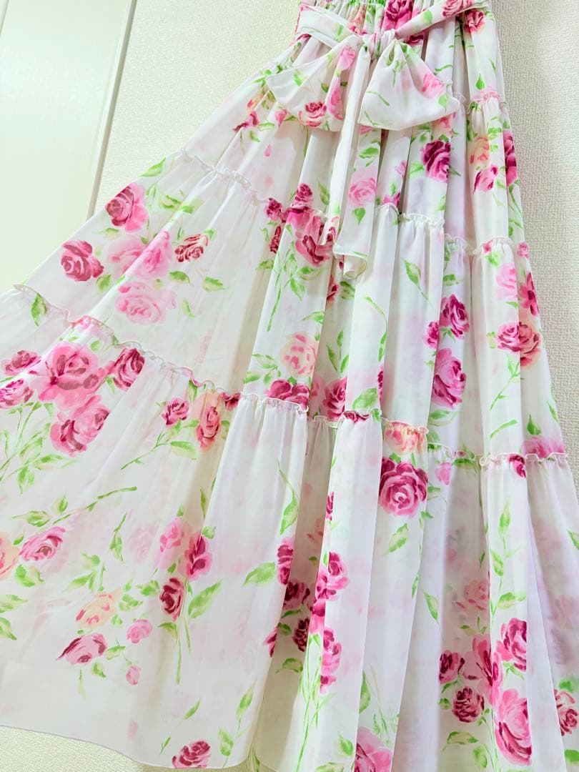 美品　ジーザスディアマンテ　ぼかし薔薇柄カリブマキシワンピース　姫系　姫ギャル