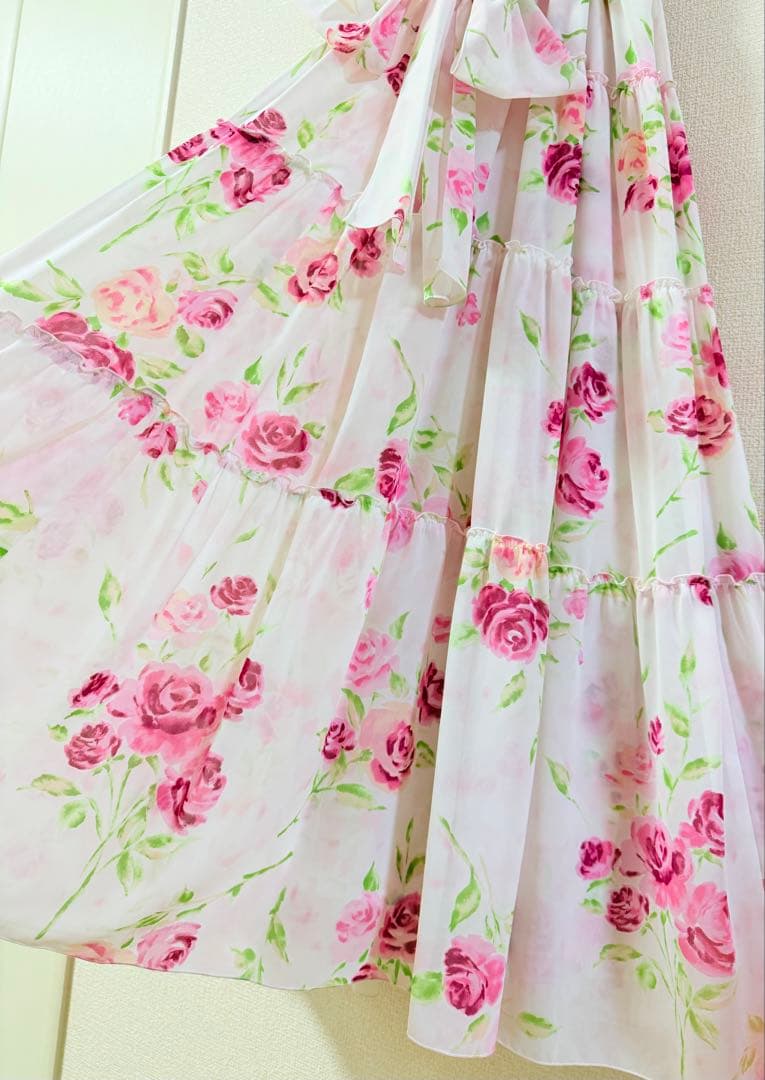 美品　ジーザスディアマンテ　ぼかし薔薇柄カリブマキシワンピース　姫系　姫ギャル