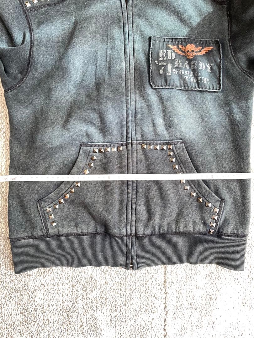 Ed hardy エドハーディー スタッズ付きパーカー ダークグレー
