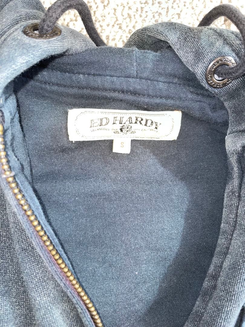 Ed hardy エドハーディー スタッズ付きパーカー ダークグレー