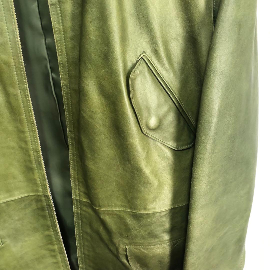 hiromichi nakano レザージャケット　革ジャン　グリーン