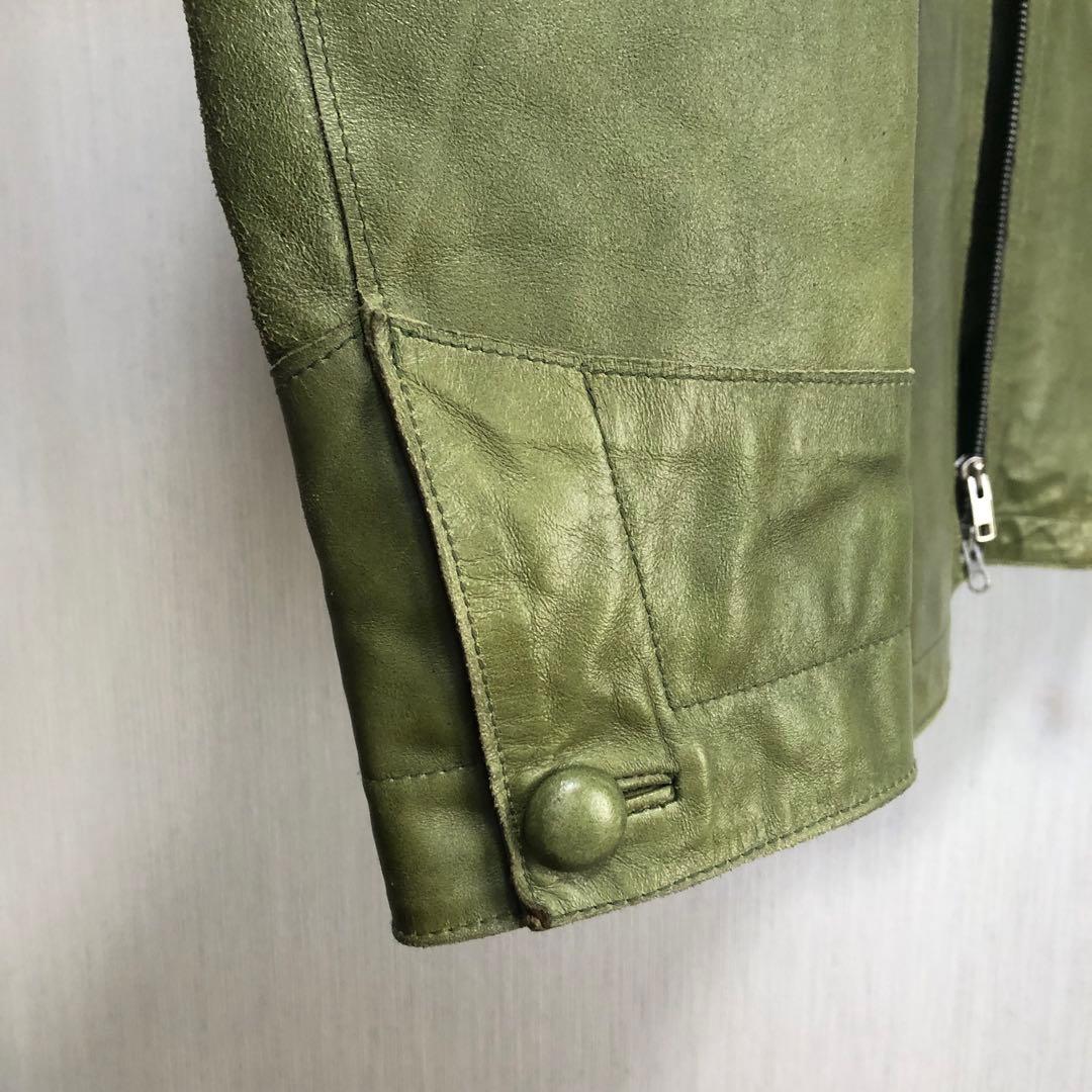 hiromichi nakano レザージャケット　革ジャン　グリーン
