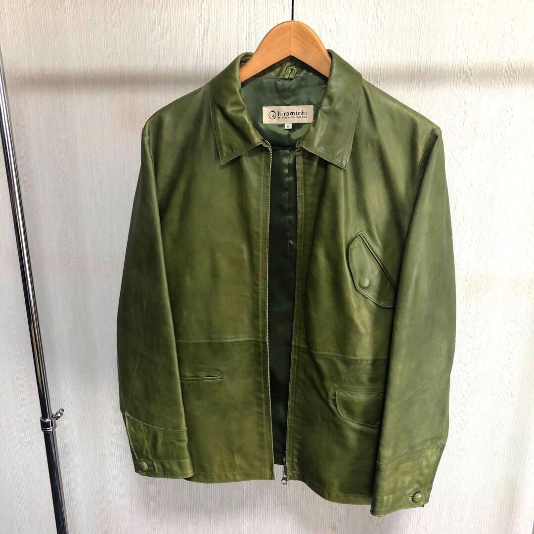 hiromichi nakano レザージャケット　革ジャン　グリーン