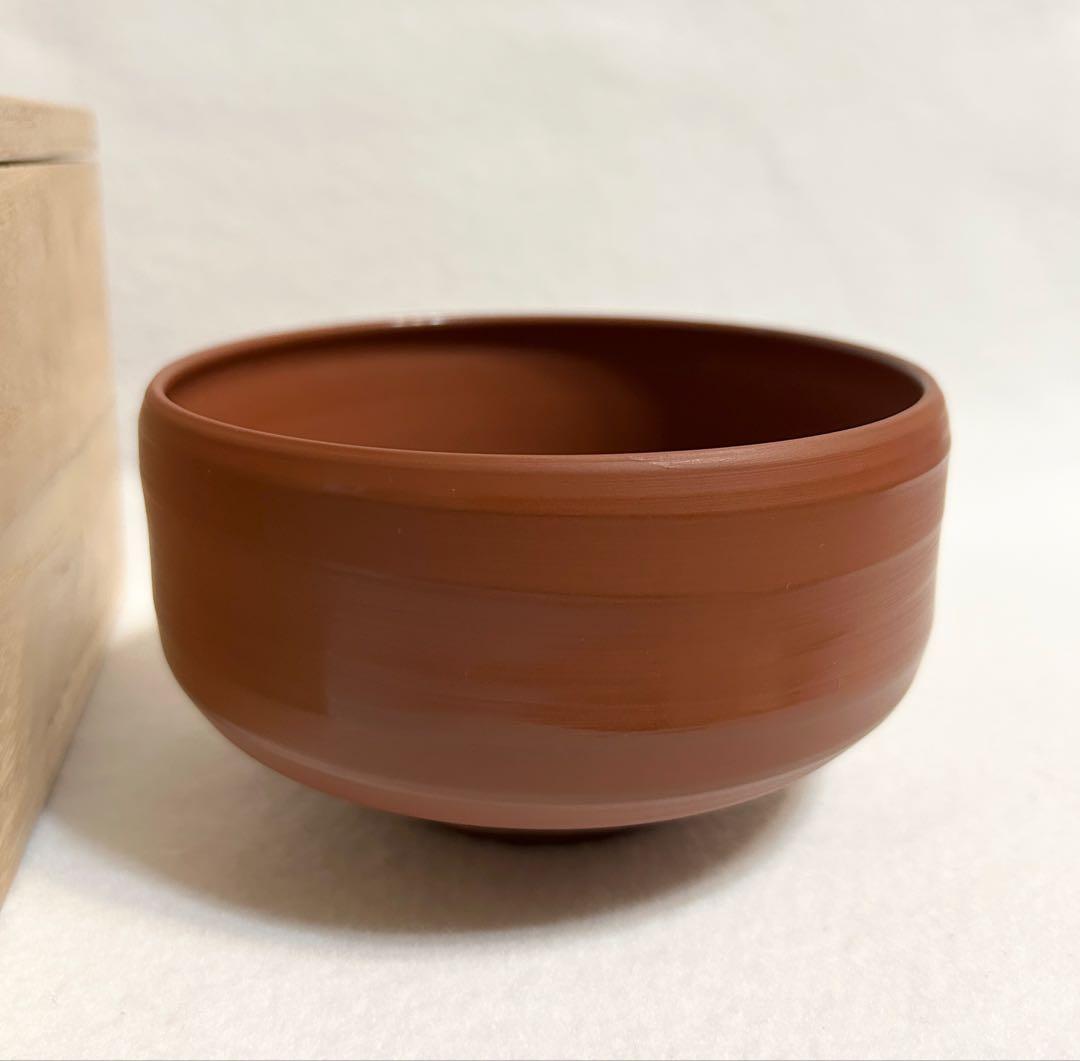 中静玉山作 佐渡無名異焼 抹茶碗 玉山 茶碗 陶芸 木箱 共箱 無名異
