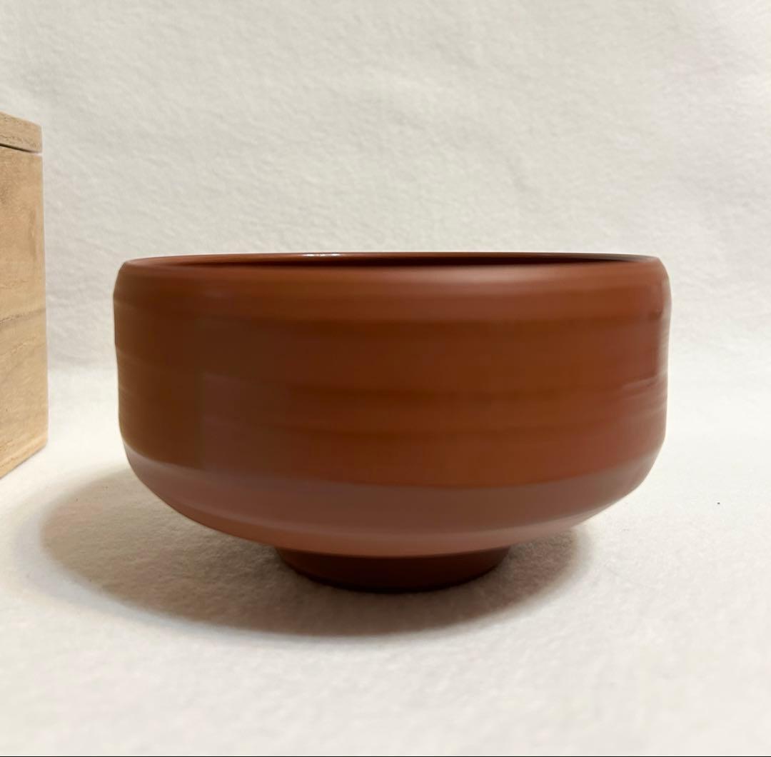 中静玉山作 佐渡無名異焼 抹茶碗 玉山 茶碗 陶芸 木箱 共箱 無名異