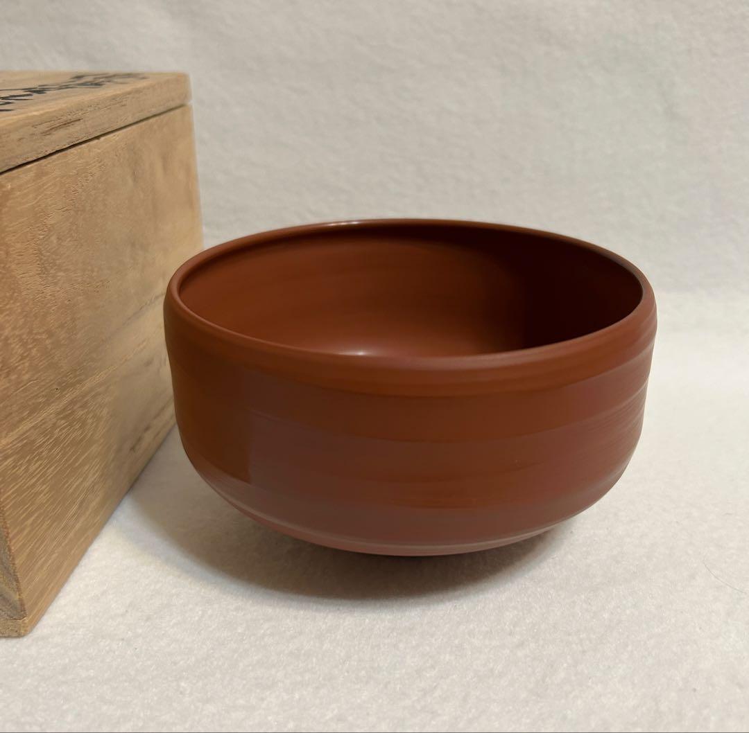 中静玉山作 佐渡無名異焼 抹茶碗 玉山 茶碗 陶芸 木箱 共箱 無名異