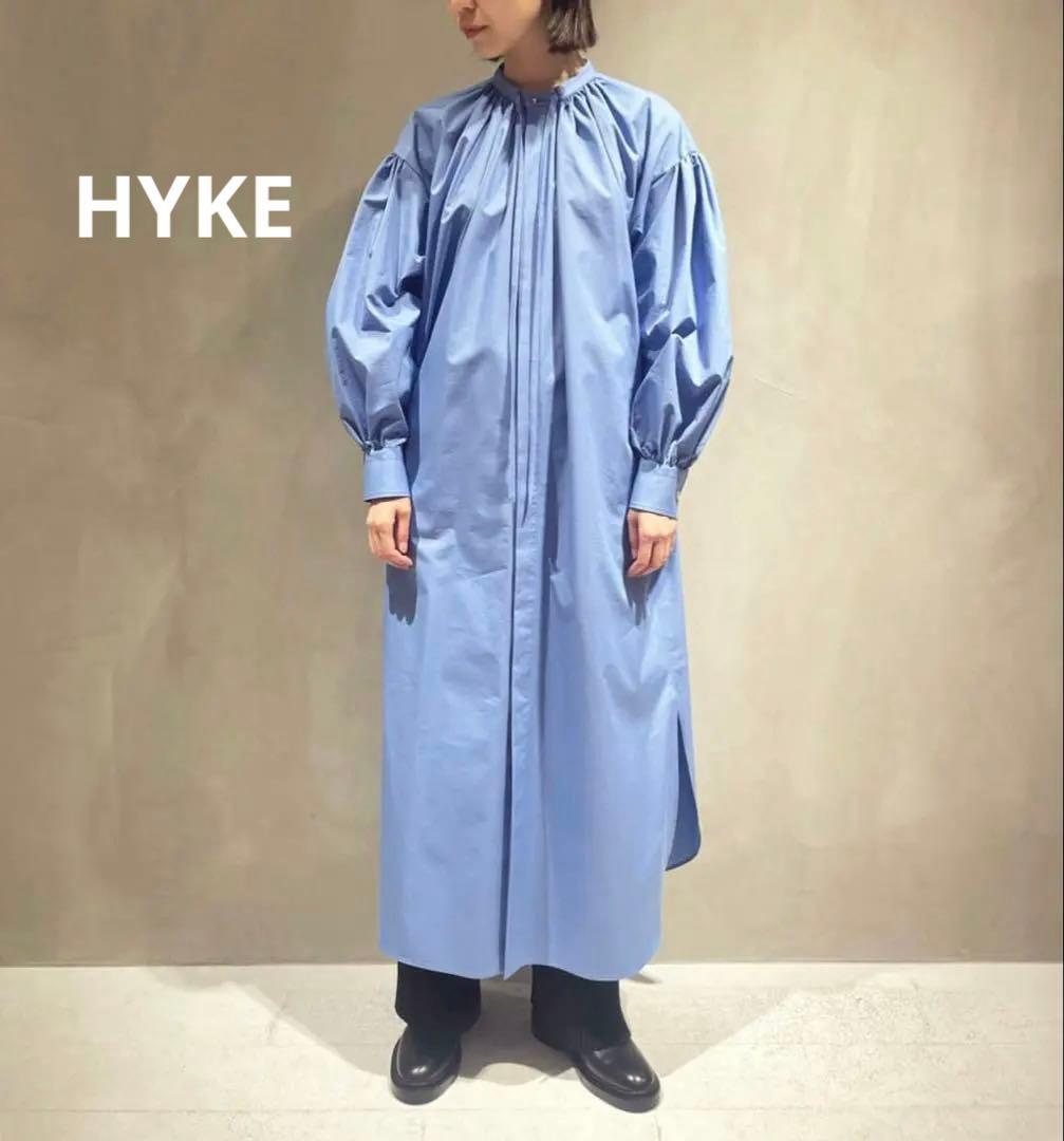 プーラ ✰HYKE ギャザードレス サイズ1 ブルー ハイク ロング シャ