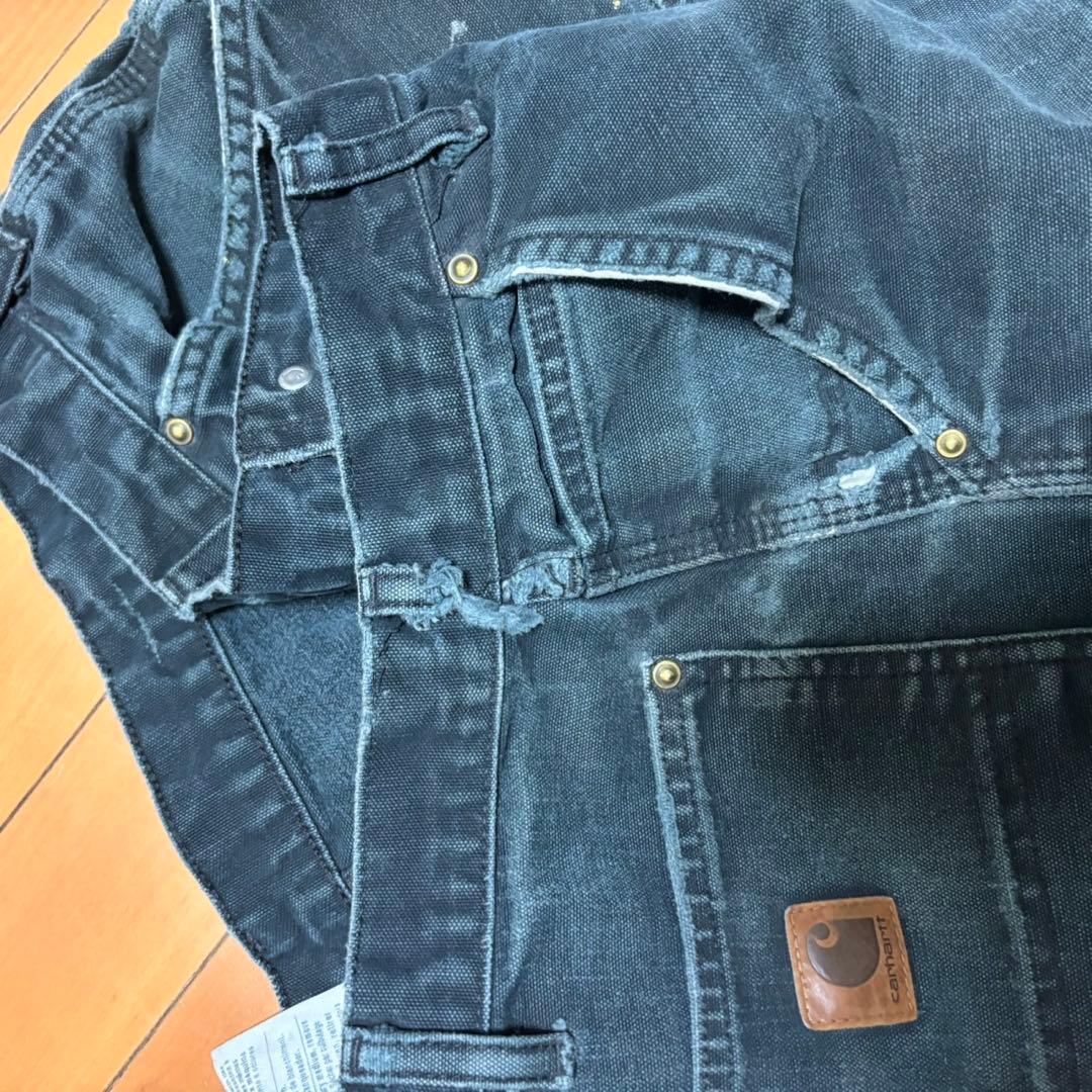 Carhartt ダブルニーワークパンツ　ブラック　メキシコ製　襤褸　B136
