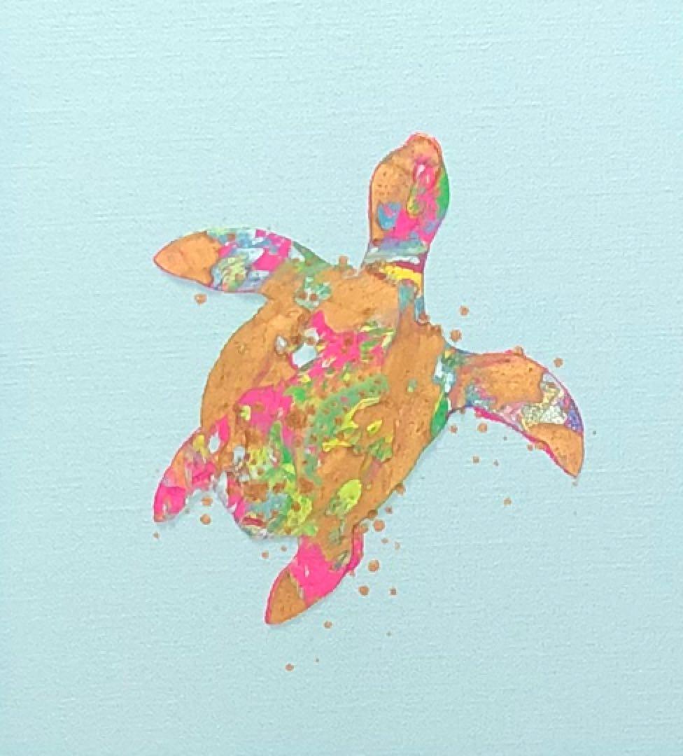 【ナア】油絵　原画　動物　亀　アート　インテリア　F4