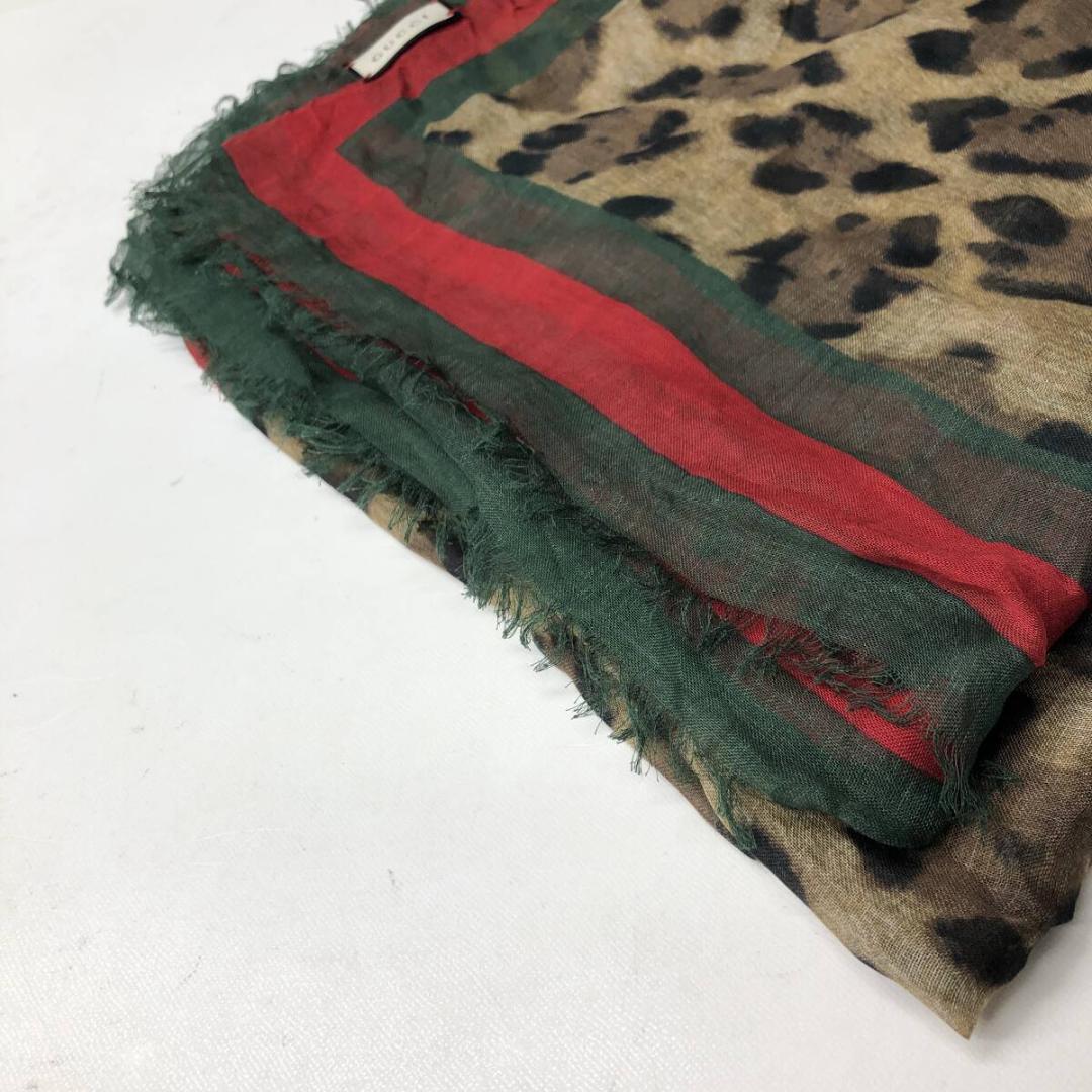 イタリア製 GUCCI グッチ レーヨン/シルク スカーフ レオパード