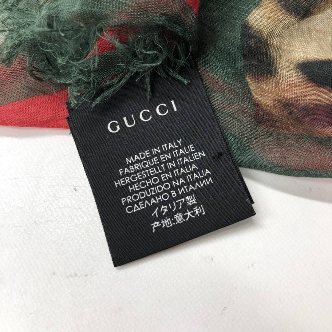 イタリア製 GUCCI グッチ レーヨン/シルク スカーフ レオパード