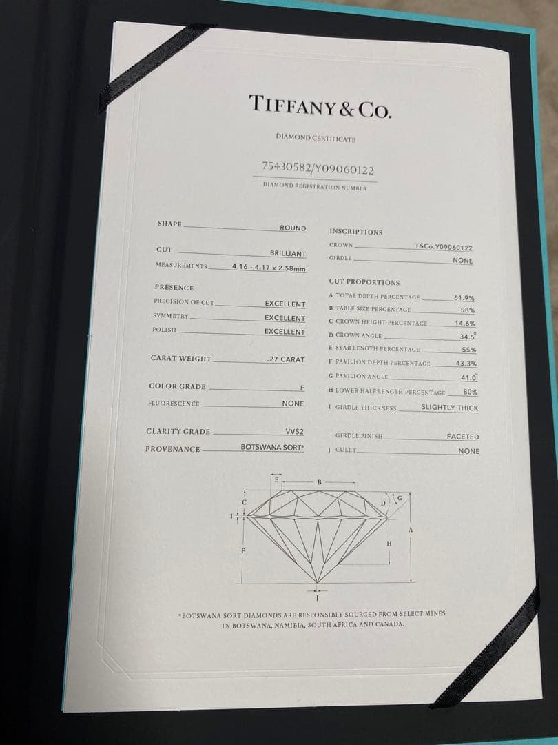 Tiffany & Co. ダイヤモンドリング 0.27カラット