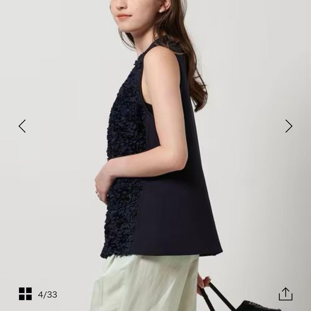 【未使用】アローズ　フラワーチュールニットベスト　ネイビー